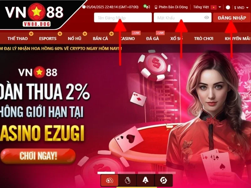 Đăng nhập VN88 chỉ với 3 bước đơn giản nhanh chóng