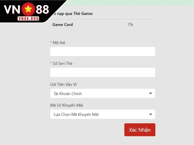 Gửi tiền qua thẻ game mất phí 7% trên số tiền giao dịch